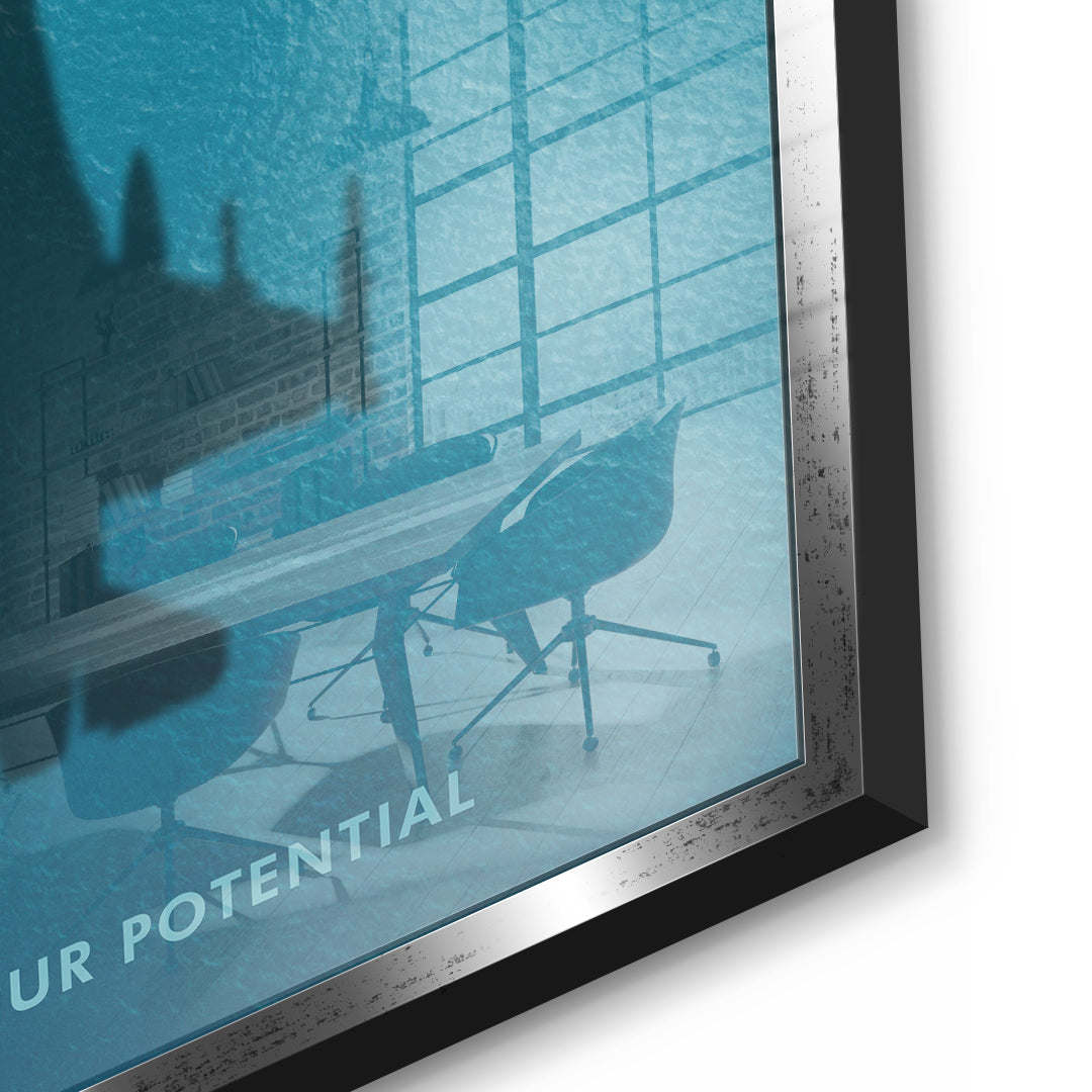 DOTCOMCANVAS Unlock Your Potential Acrylglasbild Detailansicht silberner Rahmen