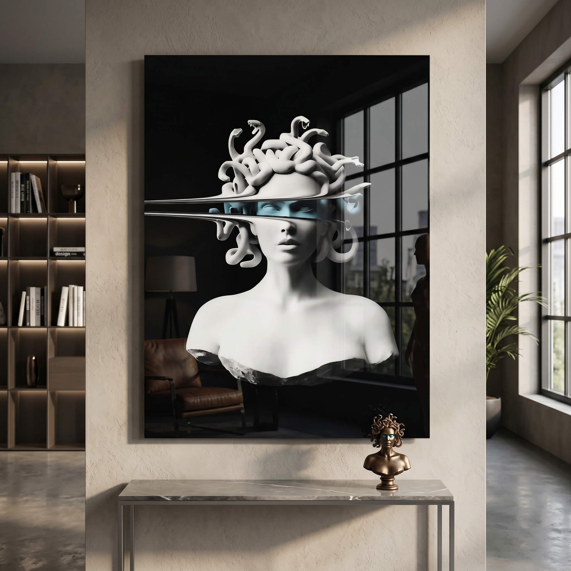 DOTCOMCANVAS® Portrait of Medusa Acrylglasbild – im Raum