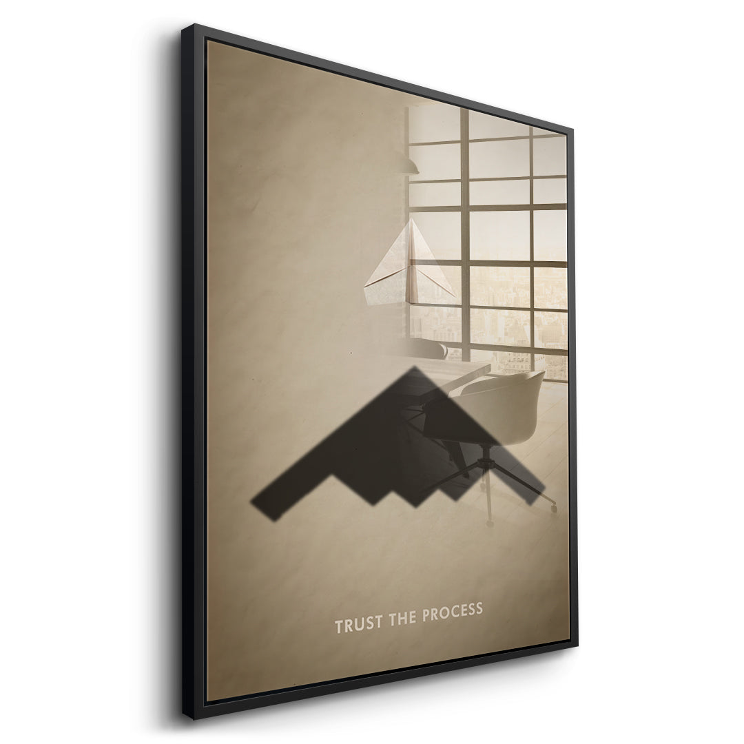 DOTCOMCANVAS Trust the Process Acrylglasbild Seitenansicht schwarzer Rahmen