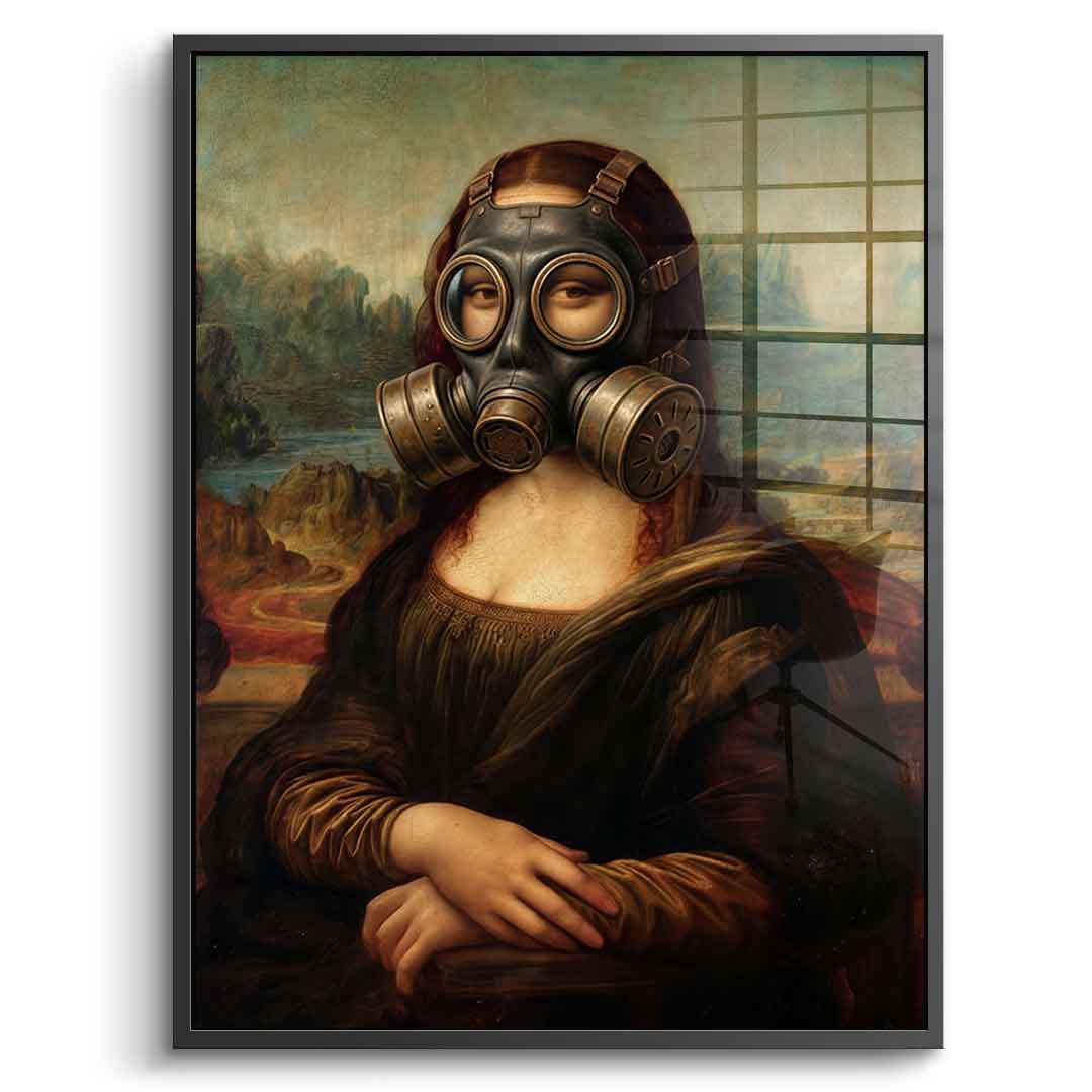 DOTCOMCANVAS Mona Lisa fürs WC 3 Acrylglasbild - Vorderansicht schwarzer Rahmen