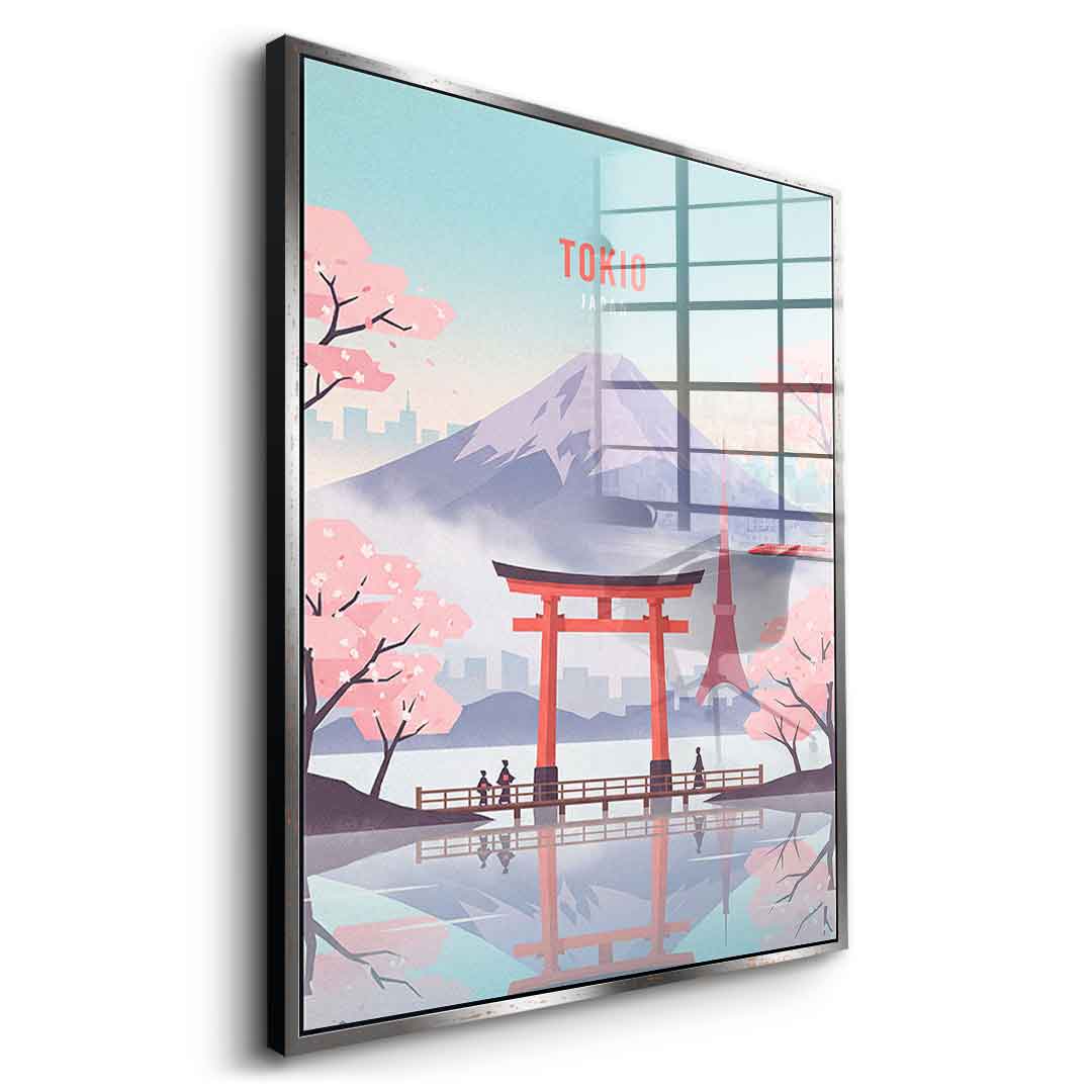 DOTCOMCANVAS Tokyo Acrylglasbild Seitenansicht gold