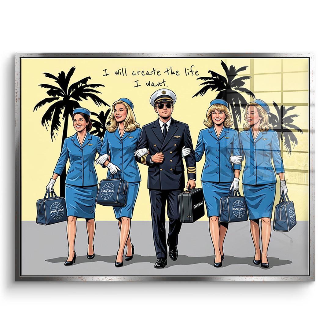 DOTCOMCANVAS I will create the life I want Acrylglasbild Vorderansicht silberner Rahmen