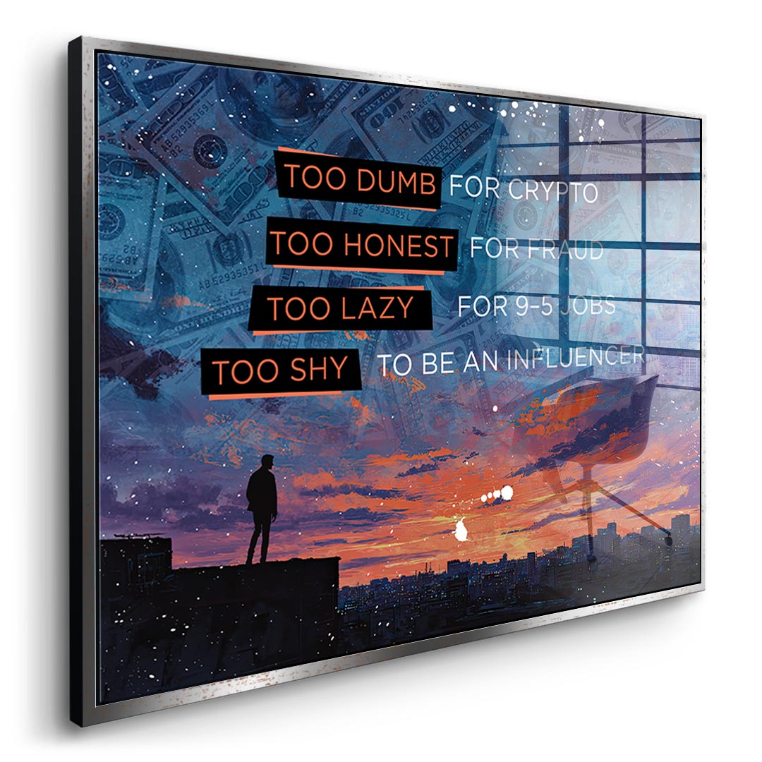 DOTCOMCANVAS Too shy to be Acrylglasbild Seitenansicht mit goldenem Rahmen