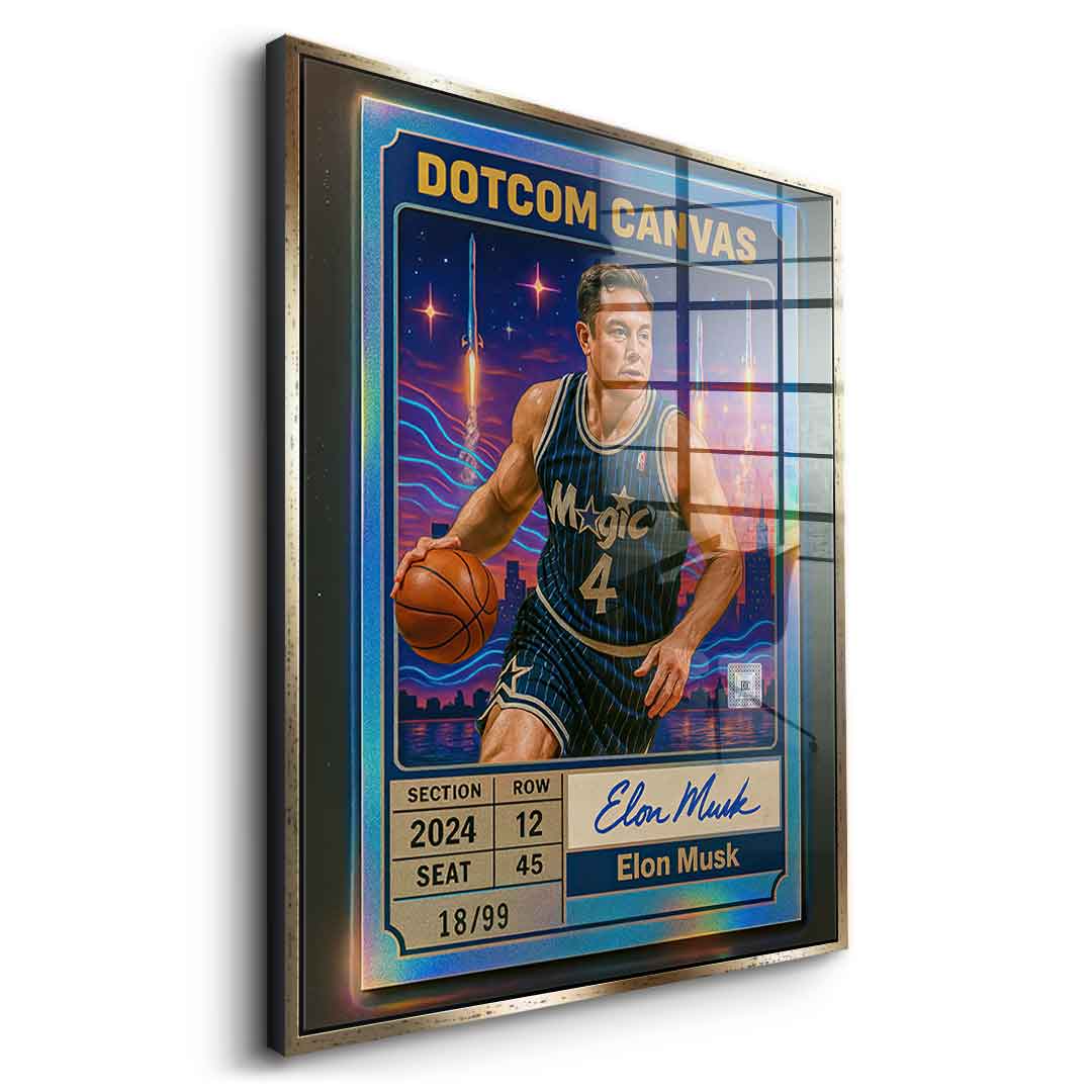 DOTCOMCANVAS Elon Musk Basketball Card Acrylglas Seitenansicht