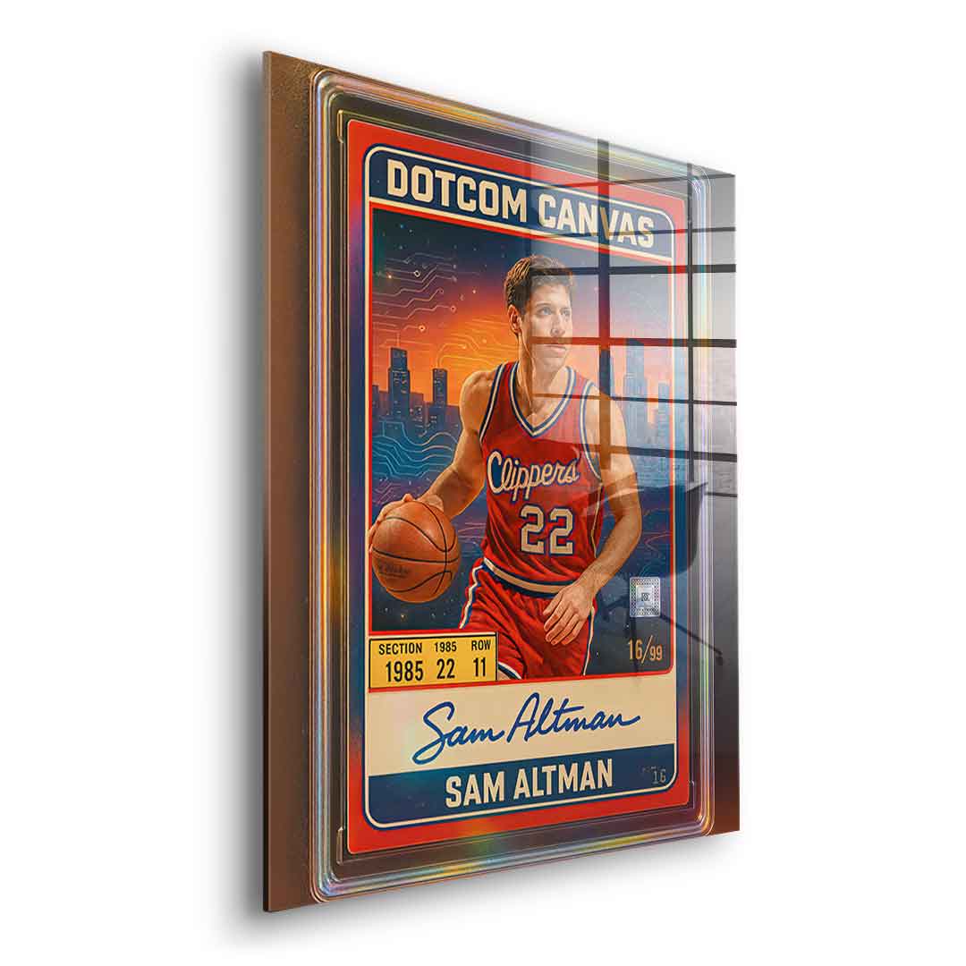 DOTCOMCANVAS Sam Altman Basketball Card Acrylglasbild Seitenansicht ohne Rahmen