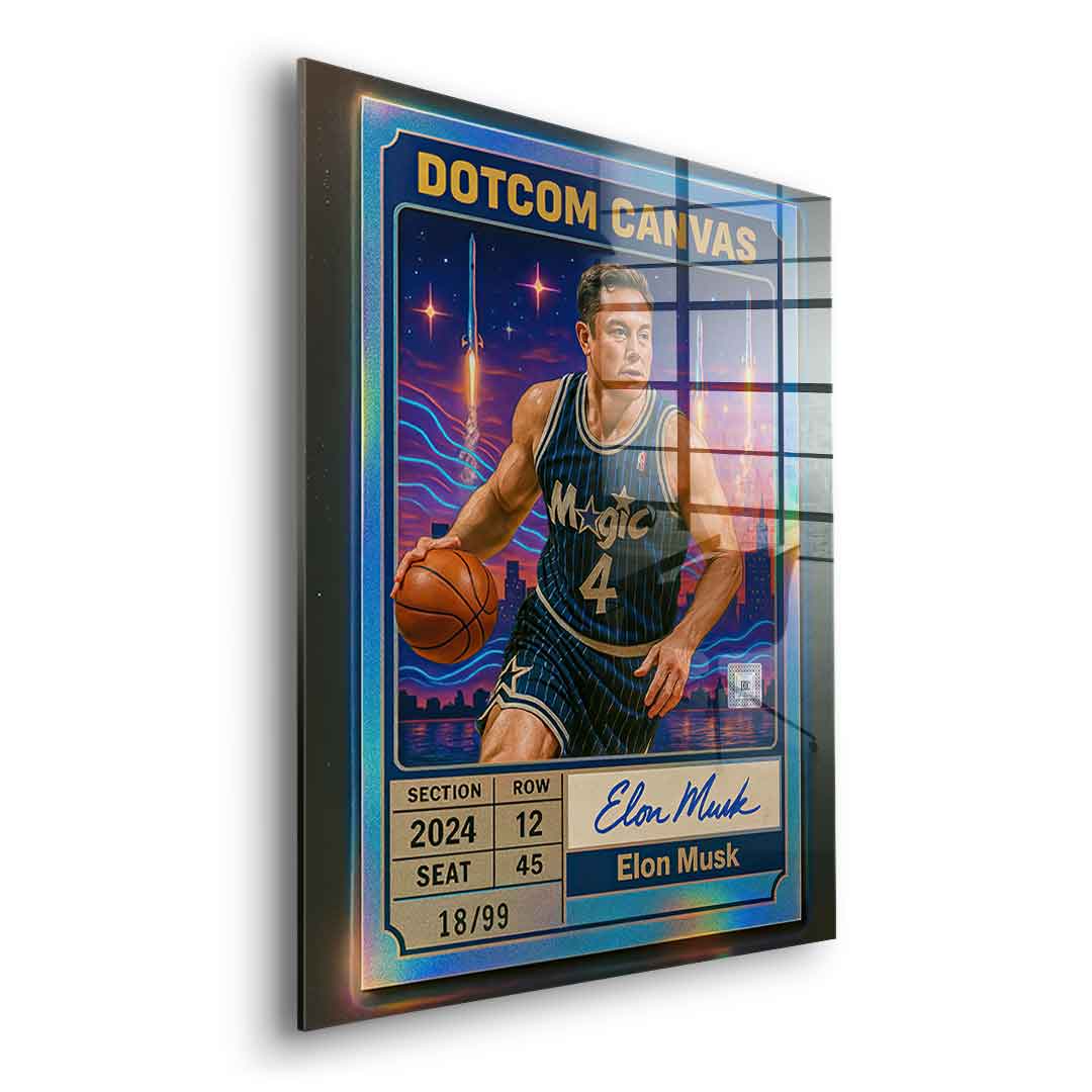 DOTCOMCANVAS Elon Musk Basketball Card Acrylglas Seitenansicht