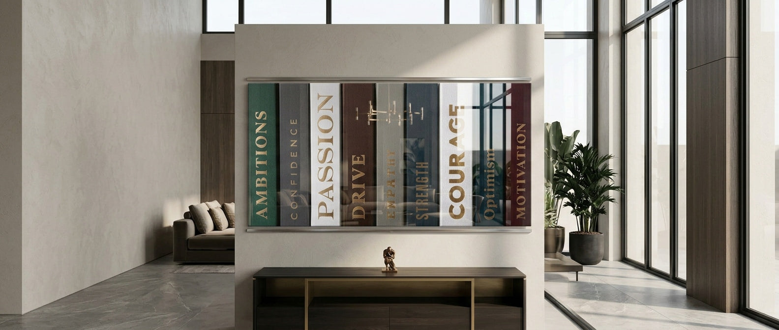 DOTCOMCANVAS Motivational Books Acrylglasbild Banner