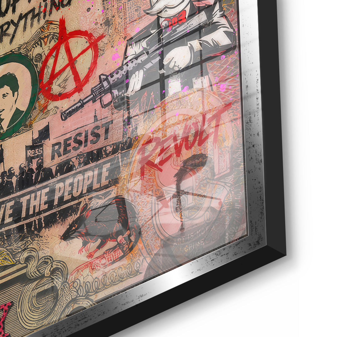 DOTCOMCANVAS WAKE UP! Acrylglasbild Detailansicht Silberrahmen