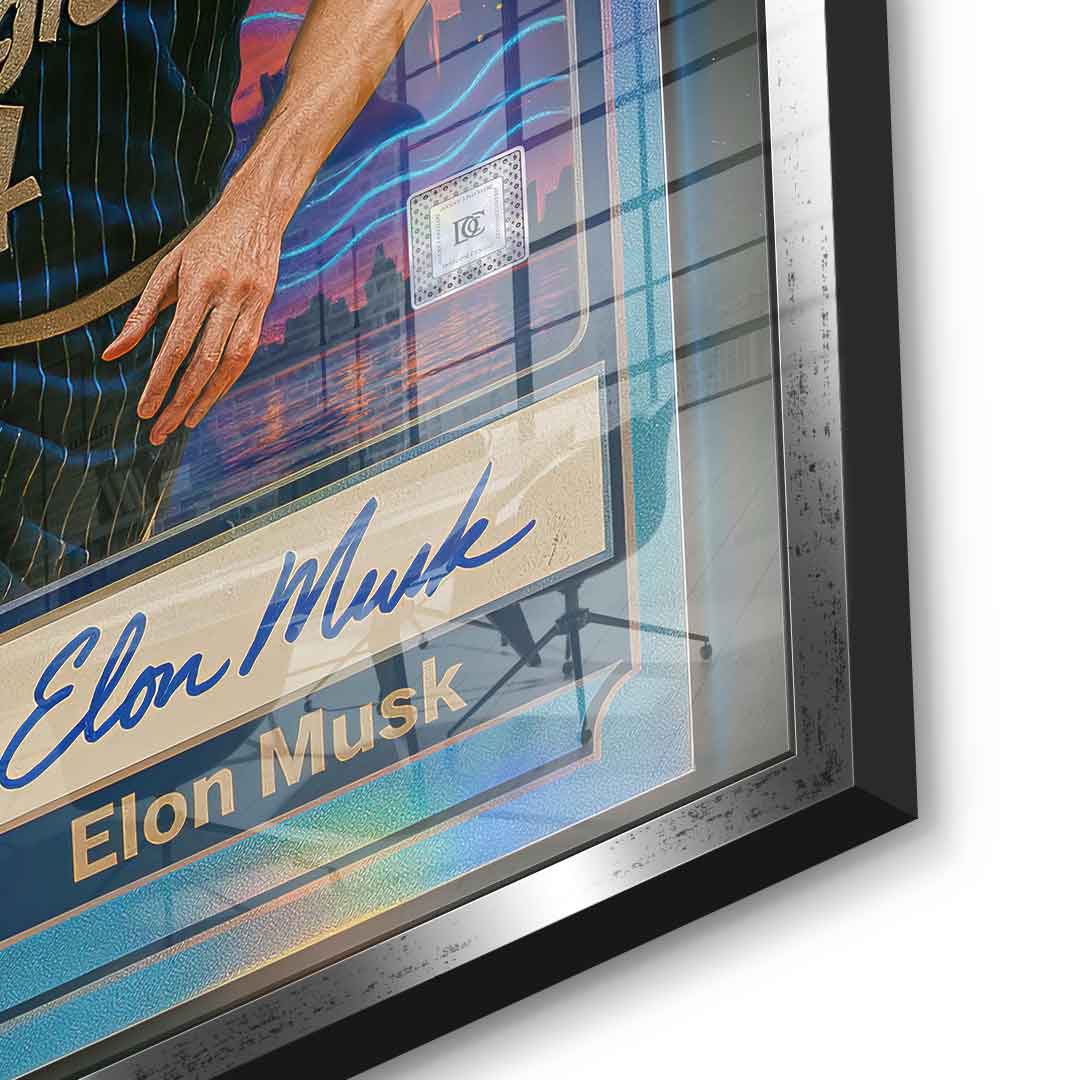 DOTCOMCANVAS Elon Musk Basketball Card Acrylglas Detail