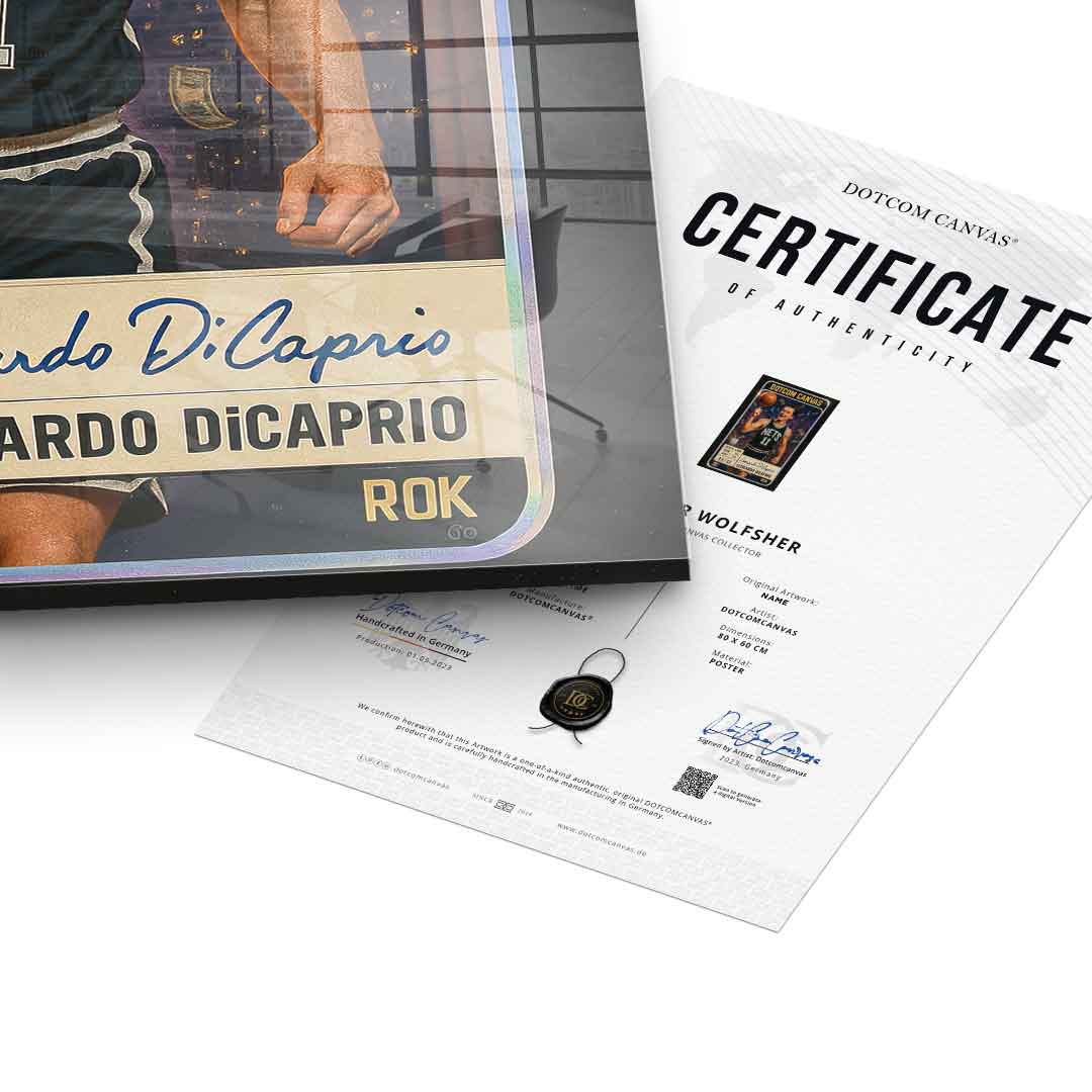 DOTCOMCANVAS Leo Dicaprio Basketball Card Acrylglasbild Echtheitszertifikat