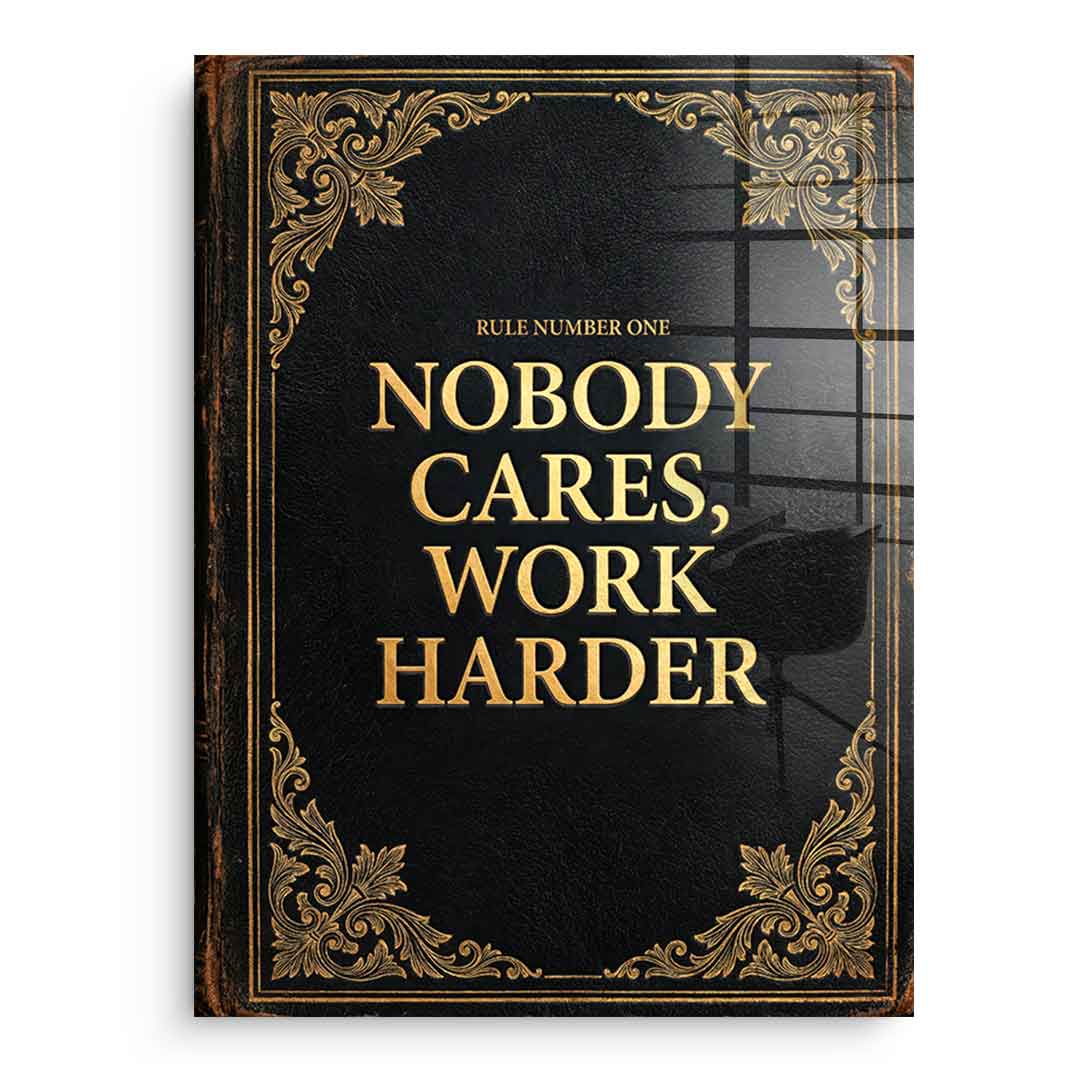 DOTCOMCANVAS® Nobody cares. Work harder Acrylglasbild – Vorderansicht ohne Rahmen