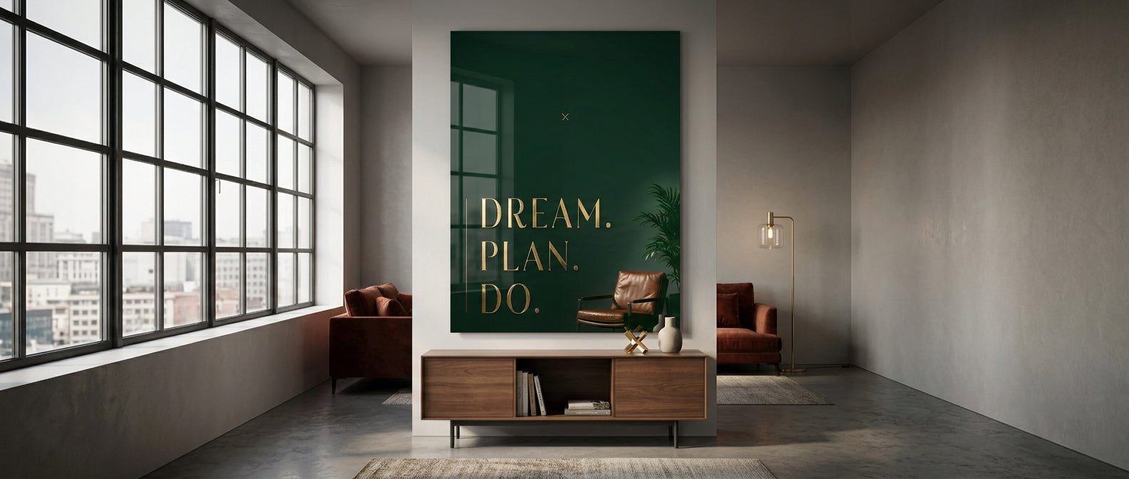 DREAM. PLAN. DO. Acrylglasbild Banner