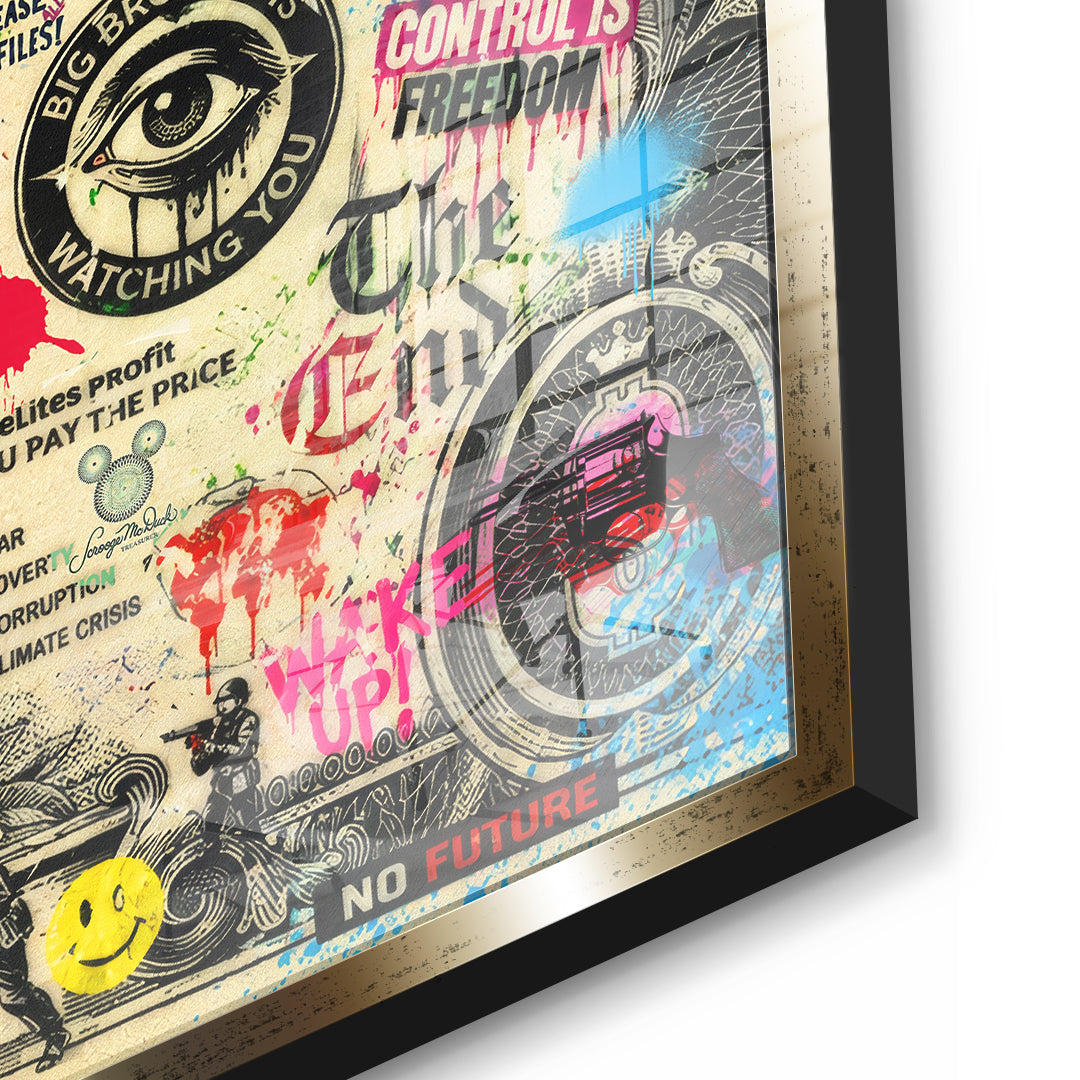 THE FUTURE IS NOT FOR SALE Acrylglasbild Detail Gold Rahmen