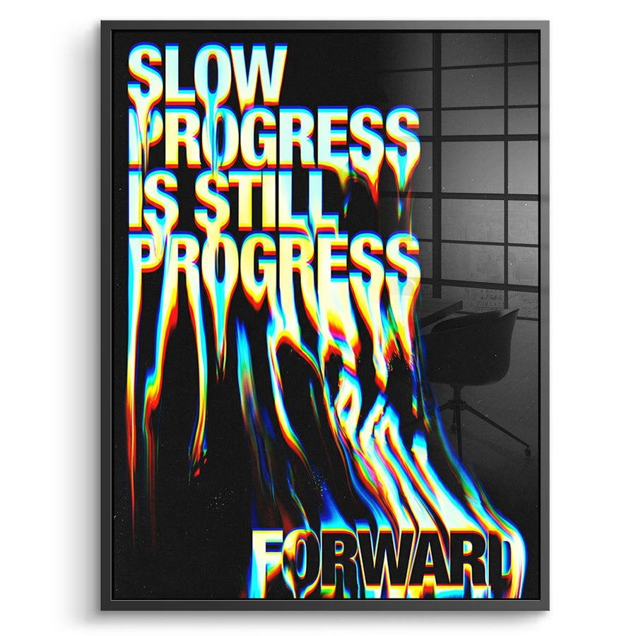 DOTCOMCANVAS Slow Process Acrylglasbild Vorderansicht Schwarzer Rahmen