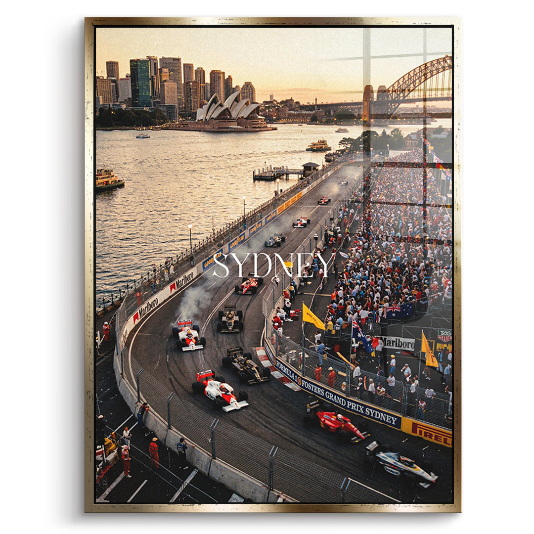 Sydney F1 Acrylglas - Goldener Rahmen