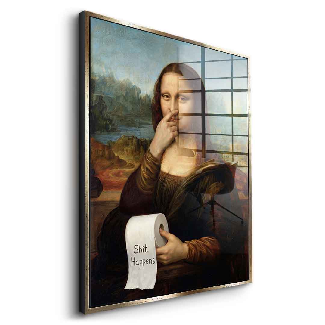 DOTCOMCANVAS Mona Lisa 1 for Toilett Acrylglasbild Seitenansicht schwarzer Rahmen