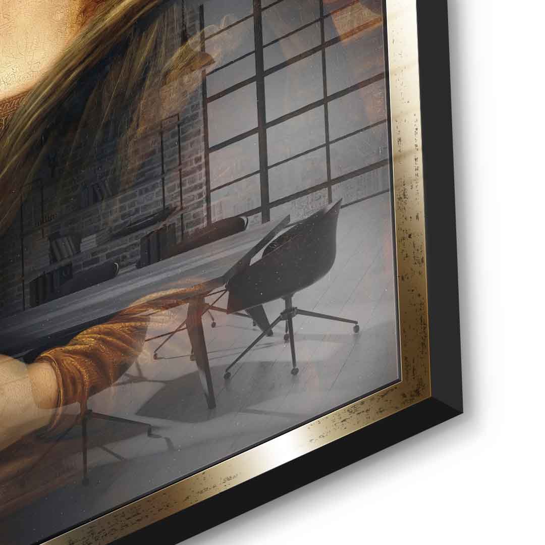 DOTCOMCANVAS Mona Lisa 1 for Toilett Acrylglasbild Detailansicht goldener Rahmen