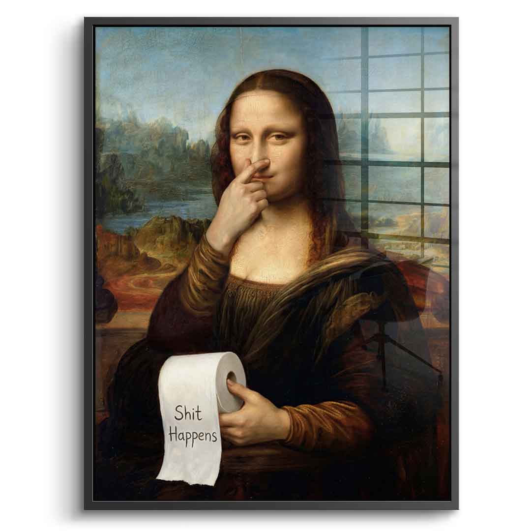 DOTCOMCANVAS Mona Lisa 1 for Toilett Acrylglasbild Frontansicht schwarzer Rahmen