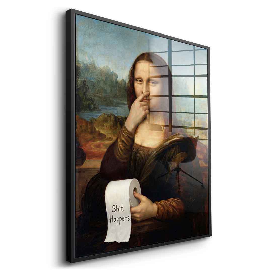 DOTCOMCANVAS Mona Lisa 1 for Toilett Acrylglasbild Seitenansicht goldener Rahmen