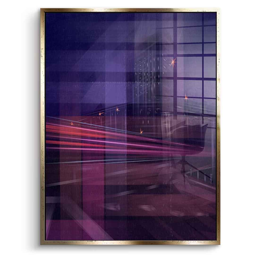 City of Dreams in Grids - Acrylglasbild Goldener Rahmen