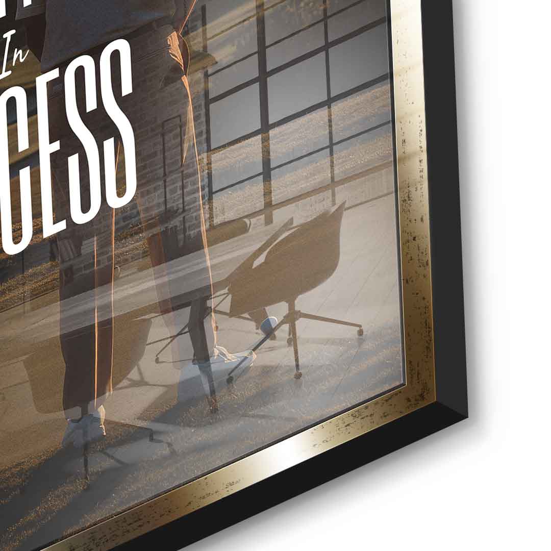 DOTCOMCANVAS Partner in Success Acrylglasbild Goldener Rahmen Detailansicht