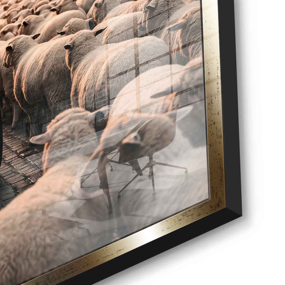 DOTCOMCANVAS Rolls Roys & Sheeps Acrylglasbild Detailansicht goldener Rahmen