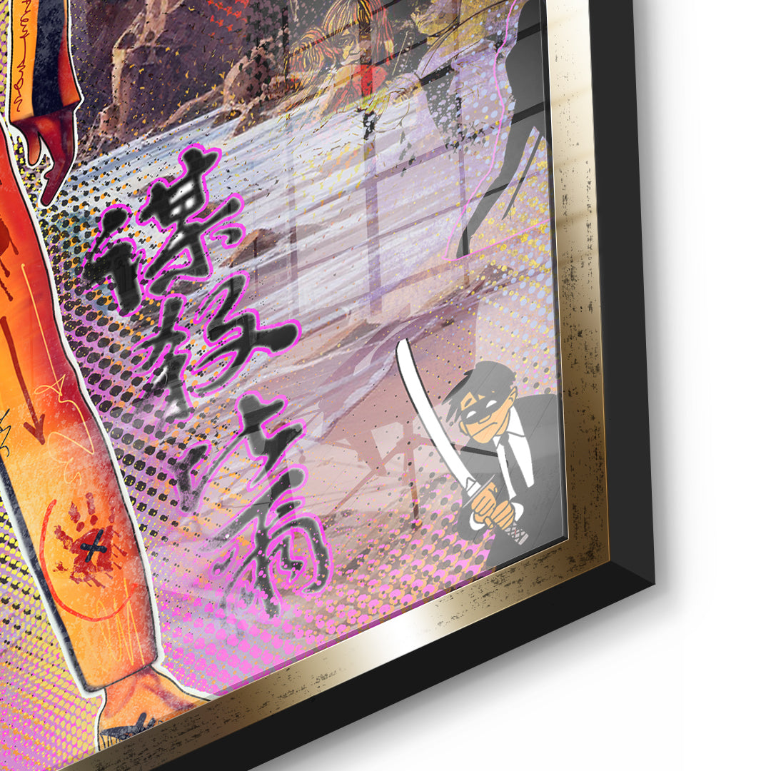 DOTCOMCANVAS Yellow Vengeance Acrylglasbild Detailansicht mit goldenem Rahmen