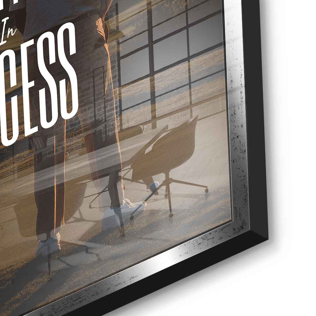 DOTCOMCANVAS Partner in Success Acrylglasbild Silberner Rahmen Detailansicht
