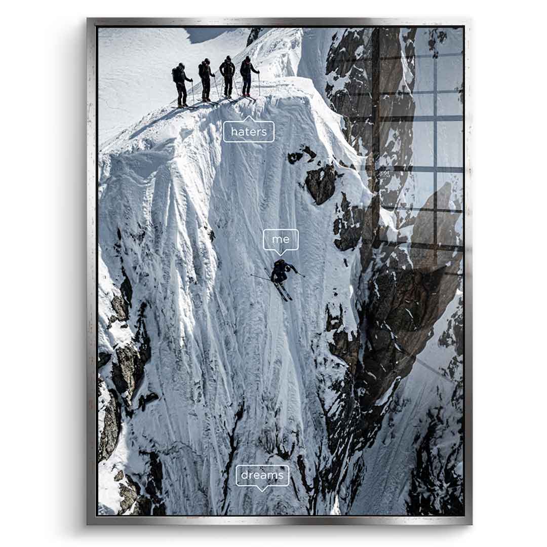 DOTCOMCANVAS Me & Dreams Acrylglasbild – Frontansicht silberner Premium Rahmen