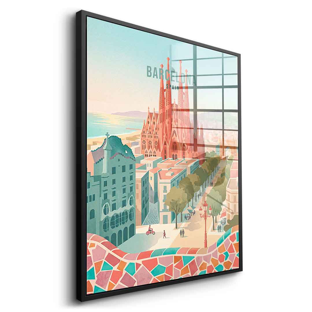 DOTCOMCANVAS Barcelona Acrylglasbild Seitenansicht schwarz