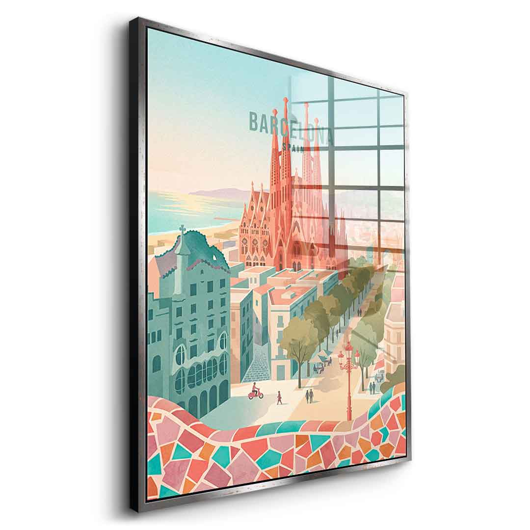 DOTCOMCANVAS Barcelona Acrylglasbild Seitenansicht gold
