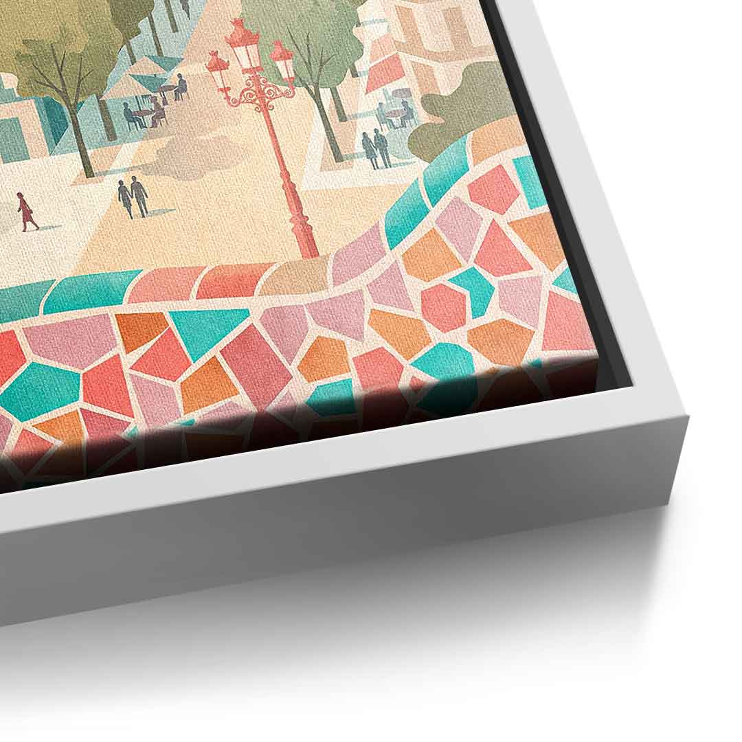 DOTCOMCANVAS Barcelona Leinwandbild Vorderansicht mit weissem Rahmen