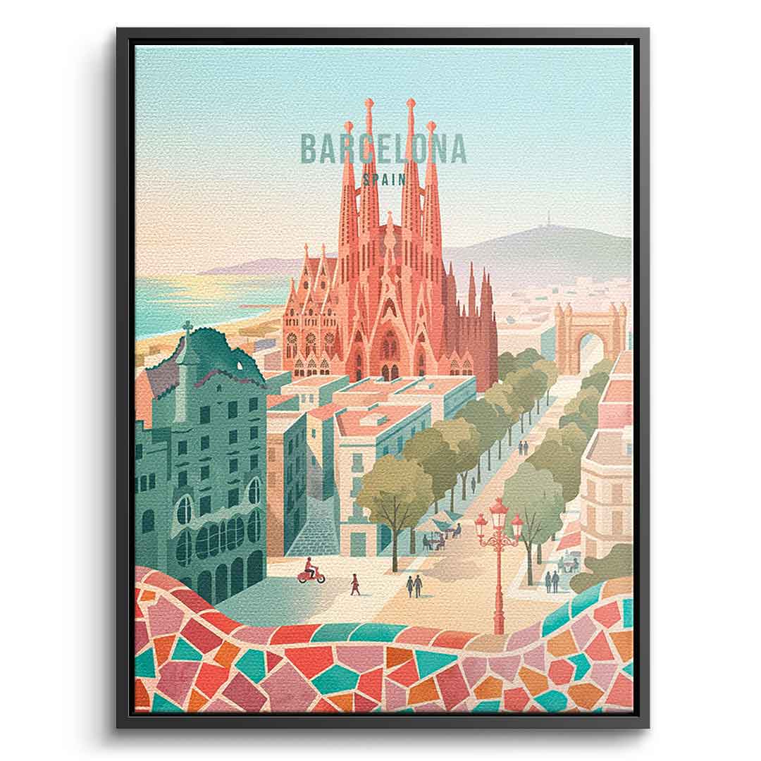 DOTCOMCANVAS Barcelona Leinwandbild Seitenansicht ohne Rahmen