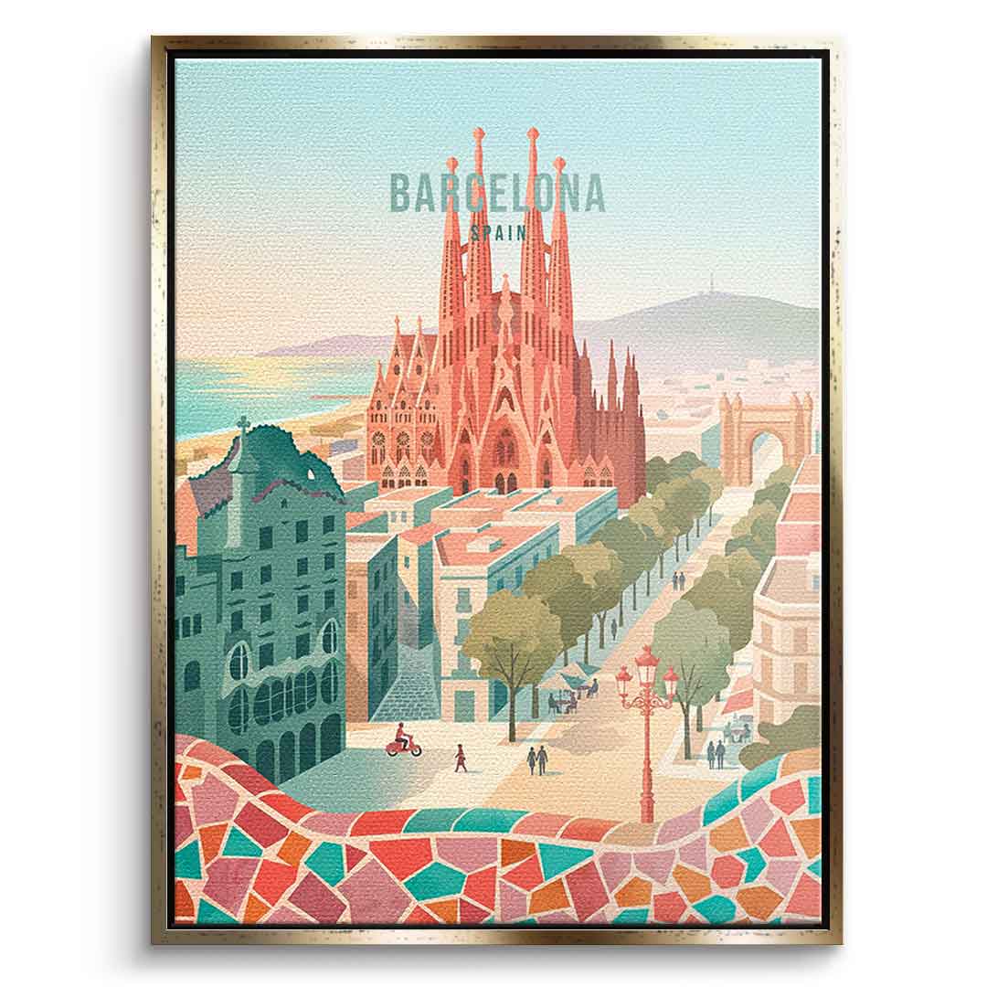 DOTCOMCANVAS Barcelona Leinwandbild Seitenansicht silber