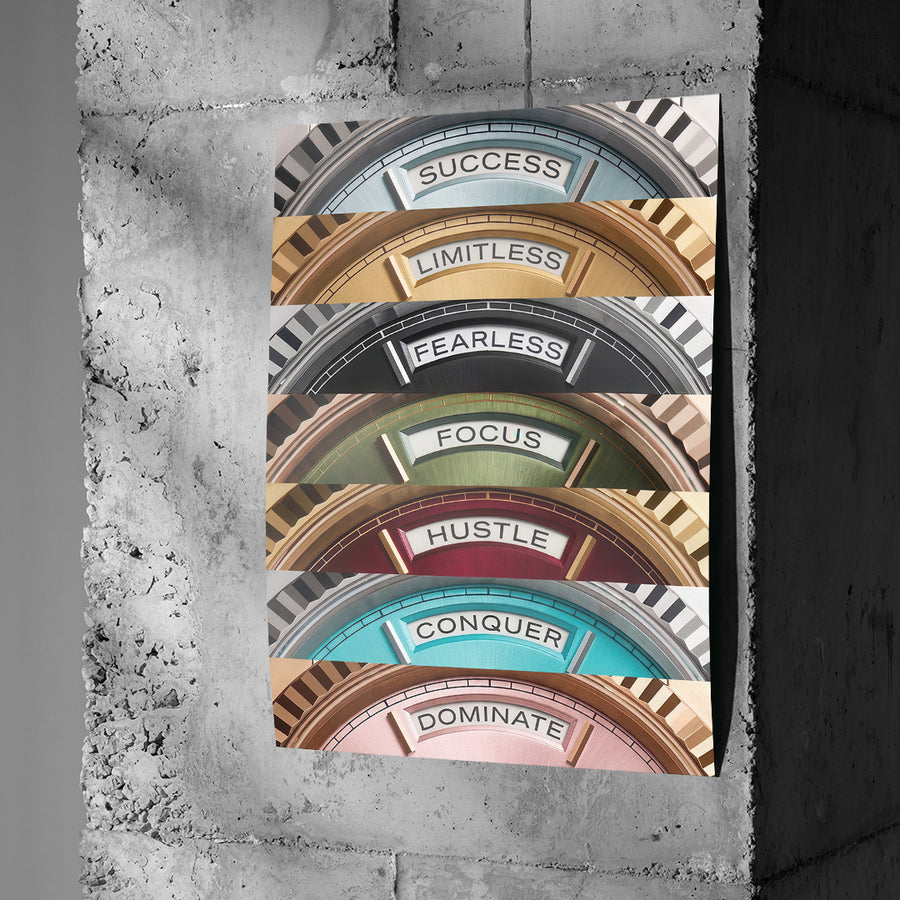 DOTCOMCANVAS Motivation Rolexs Poster an Betonwand