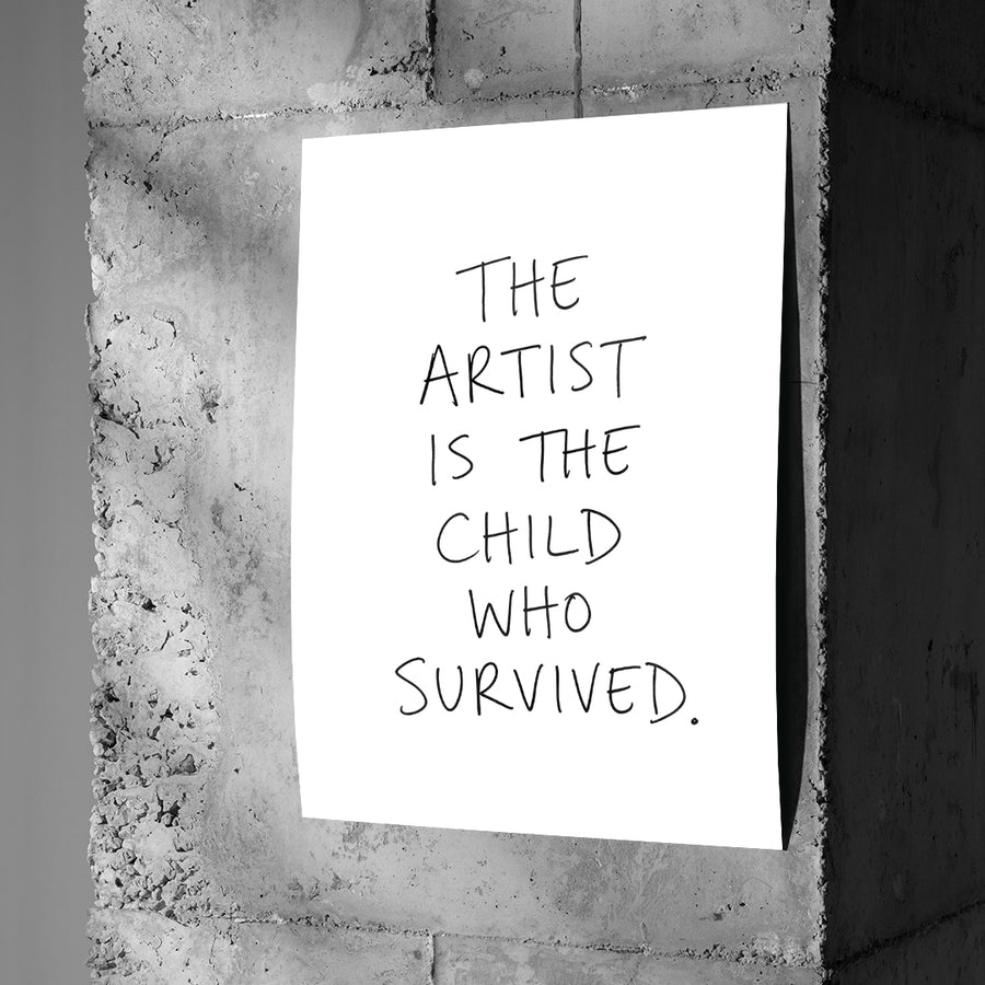 DOTCOMCANVAS Survived Poster an Betonwand