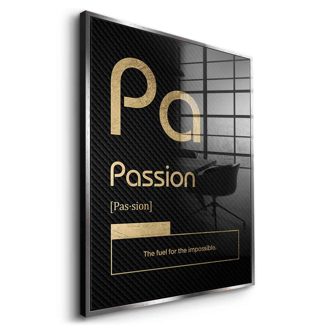 DOTCOMCANVAS® Passion (Pa) Acrylglasbild Version Schwarz – Vorderansicht Ohne Rahmen