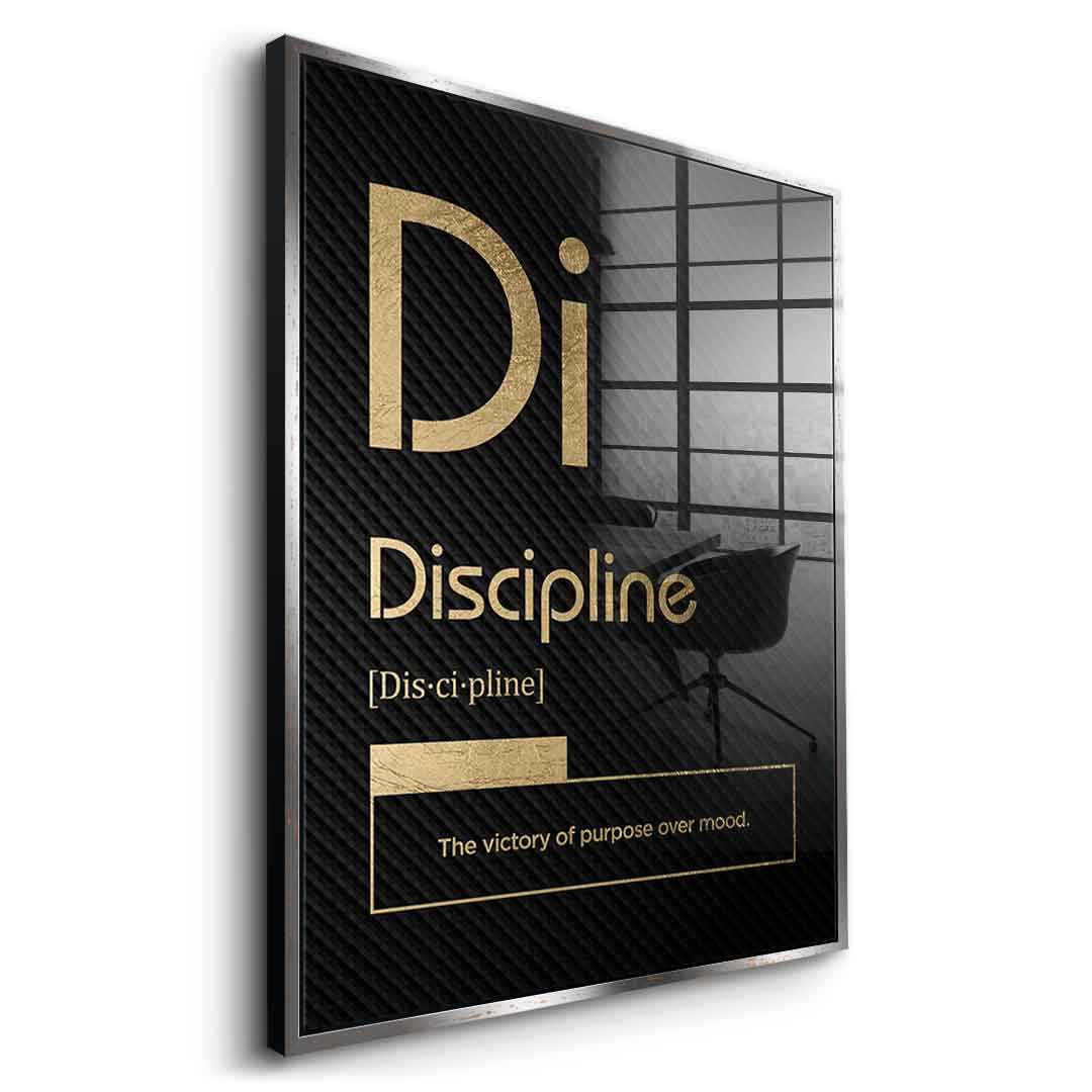 DOTCOMCANVAS® Discipline (Di) Acrylglasbild Version Schwarz – Vorderansicht Ohne Rahmen