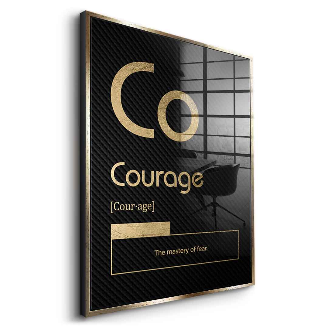 DOTCOMCANVAS® Courage (Co) Acrylglasbild Version Schwarz – Seitenansicht Schwarz