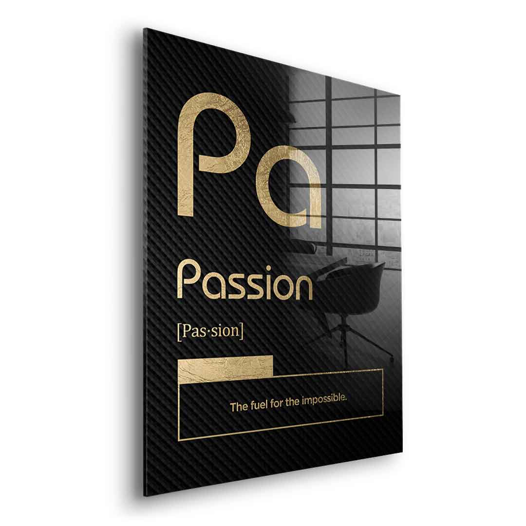 DOTCOMCANVAS® Passion (Pa) Acrylglasbild Version Schwarz – Seitenansicht Silber