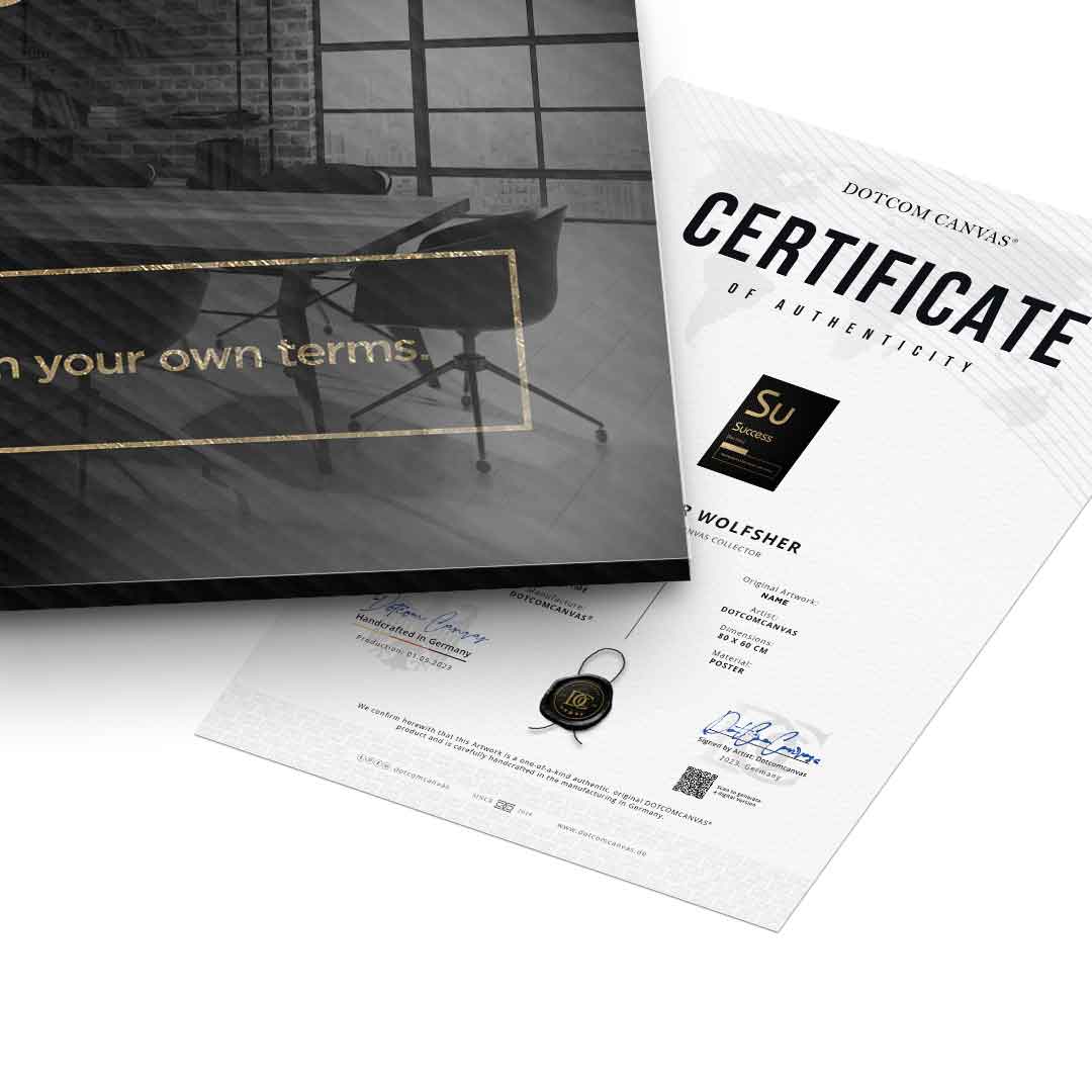 DOTCOMCANVAS® Success (Su) Acrylglasbild Version Schwarz – Detailansicht