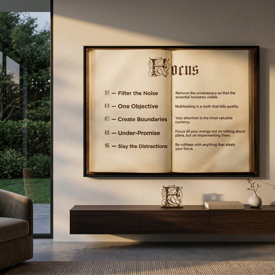 DOTCOMCANVAS® Focus book Leinwandbild – im Raum