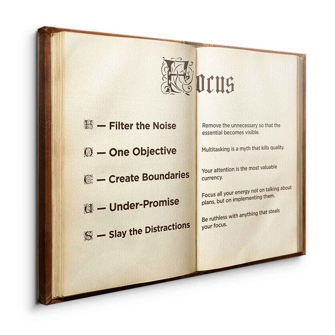 DOTCOMCANVAS® Focus book Leinwandbild – Seitenansicht ohne Rahmen