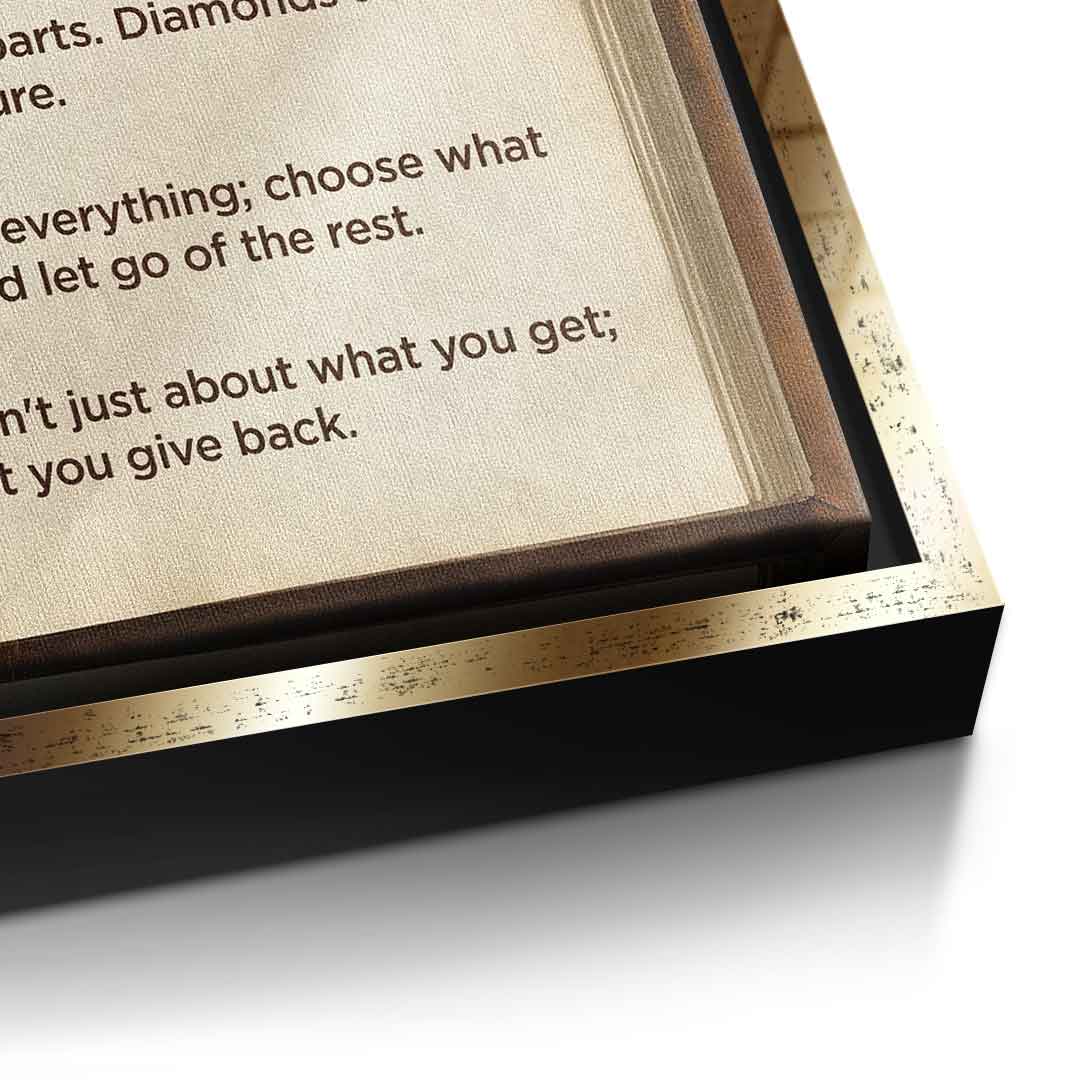 DOTCOMCANVAS® Success book Leinwandbild – Detailansicht goldener Rahmen