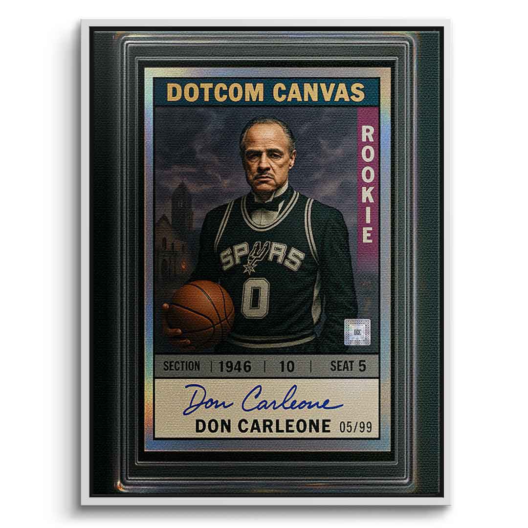 DOTCOMCANVAS Leinwandbild Don Carleone Basketball Card Pop Art Frontansicht mit weißem Rahmen