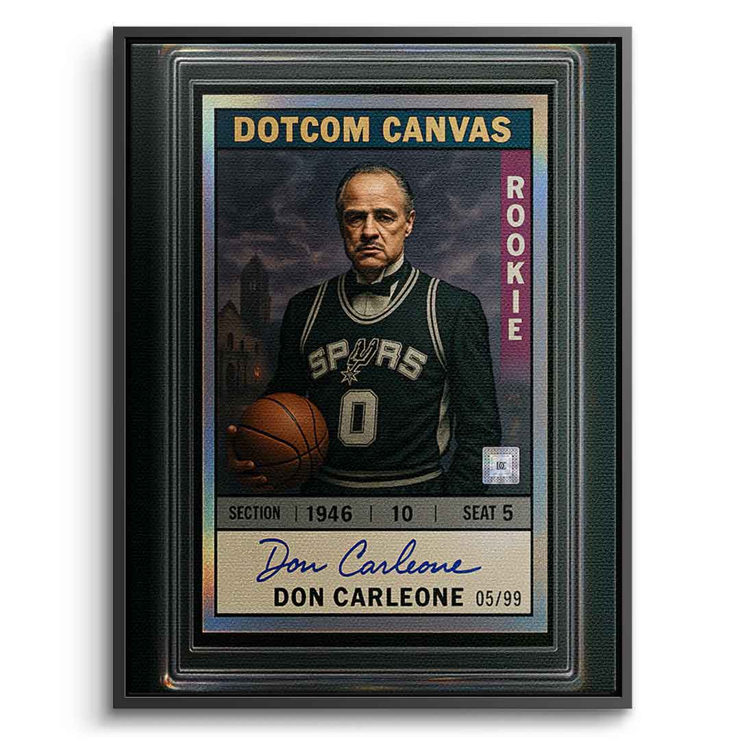 DOTCOMCANVAS Leinwandbild Don Carleone Basketball Card Pop Art Frontansicht mit schwarzem Rahmen