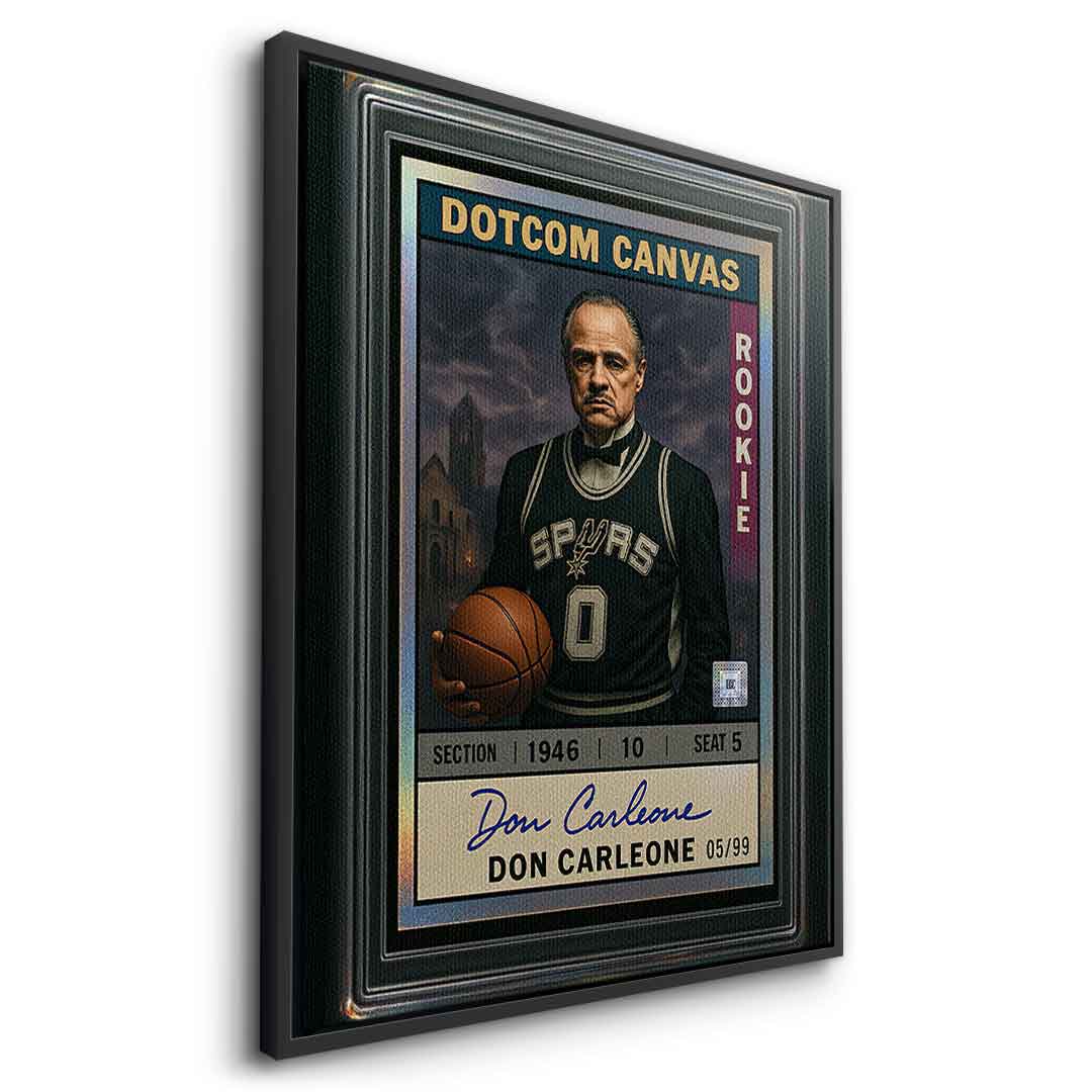 DOTCOMCANVAS Leinwandbild Don Carleone Basketball Card Pop Art Seitenansicht mit schwarzem Rahmen
