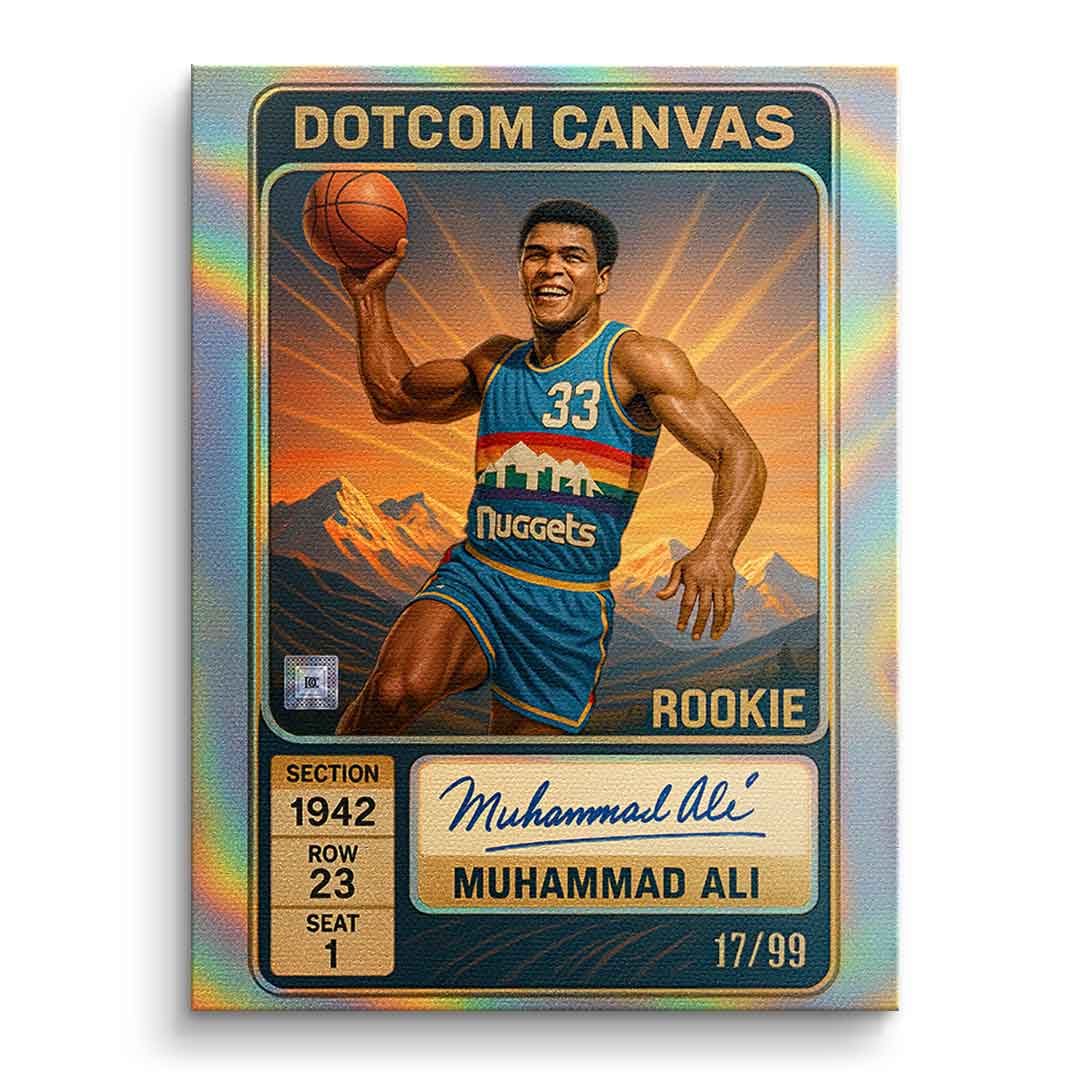 DOTCOMCANVAS Muhammad Ali Basketball Card Leinwandbild Pop Art Ohne Rahmen Frontansicht