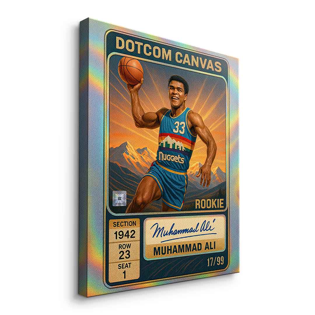 DOTCOMCANVAS Muhammad Ali Basketball Card Leinwandbild Pop Art Ohne Rahmen Seitenansicht