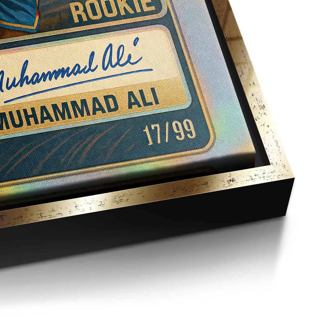 DOTCOMCANVAS Muhammad Ali Basketball Card Leinwandbild Pop Art Gold Detailansicht